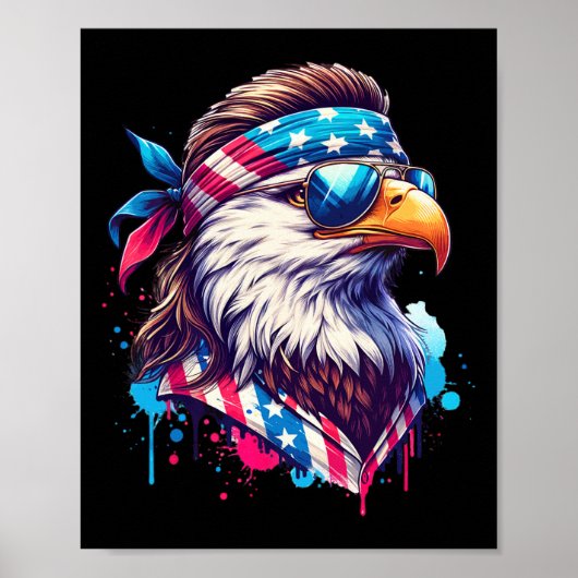 4. Juli Patriotic Funny Eagle 4. Juli USA Mur Poster (Vorne)