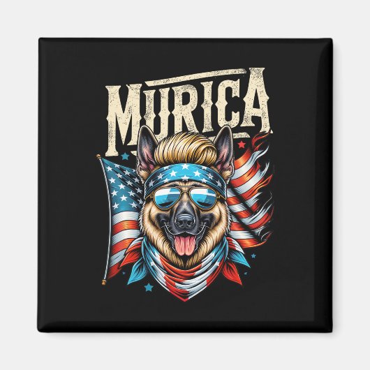 4. Juli Patriotic Funny German Shepherd 4. Juli Magnet (Vorne)