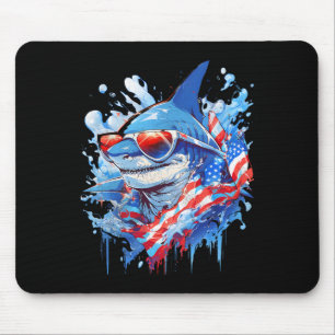 4. Juli Patriotic Funny Shark Sungles Unabhängigke Mousepad