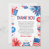 4. Juli Patriotic Geburtstag Danke Karte (Vorderseite)