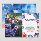 4. Juli Patriotic Geburtstag Danke Karte (Vorne/Hinten)