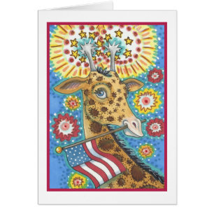 4. JULI, PATRIOTIC GIRAFFE NOTE CARD Blank