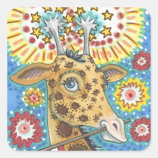 4. JULI PATRIOTIC GIRAFFE STICKERS Squ, Blatt (Vorderseite)