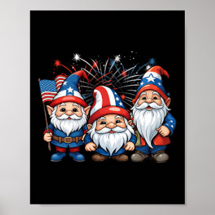 4. Juli Patriotic Gnomes American Flag Usa Gno Poster