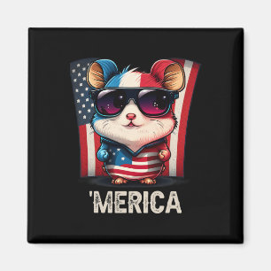 4. Juli Patriotic Hamster Merica Magnet