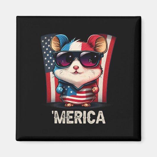 4. Juli Patriotic Hamster Merica Magnet (Vorne)