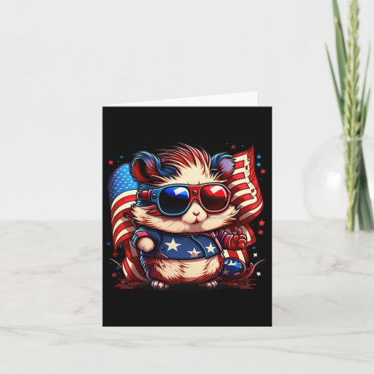 4. Juli Patriotic Hamster US Flag Karte (Vorderseite)