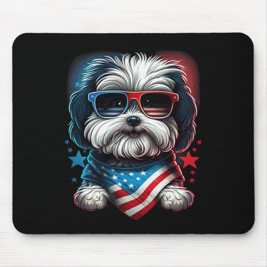 4. Juli Patriotic Havanese Hund uns Flag Mousepad (Vorne)