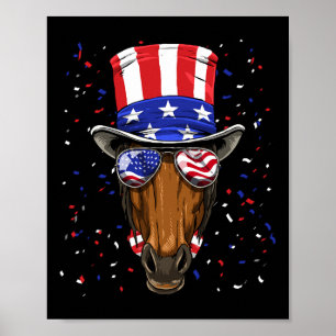 4. Juli Patriotic Horse Usa Flag Pferderücken Poster