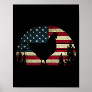 4. Juli Patriotic Huhn American Usa Flagge Ch Poster