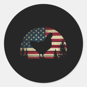 4. Juli Patriotic Huhn American Usa Flagge Ch Runder Aufkleber
