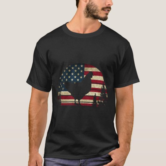 4. Juli Patriotic Huhn American Usa Flagge Ch T-Shirt (Vorderseite)