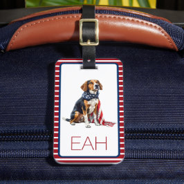 4. Juli Patriotic Hund Monogramm Gepäckanhänger