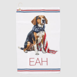 4. Juli Patriotic Hund Monogramm Golfhandtuch