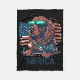 4. Juli Patriotic Irish Setter Dog Merica Fleecedecke