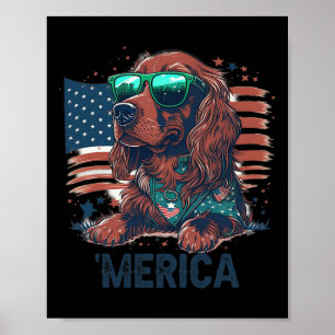 4. Juli Patriotic Irish Setter Dog Merica Poster
