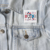 4. Juli Patriotic Nurse Square Button (Beispiel)