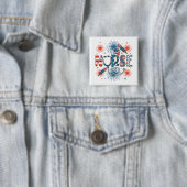 4. Juli Patriotic Nurse Square Button (Beispiel)