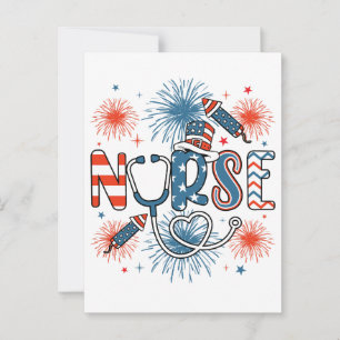 4. Juli Patriotic Nurse Square Postkarte