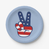 4. Juli Patriotic Peace Sign Paper Plate Pappteller (Vorderseite)