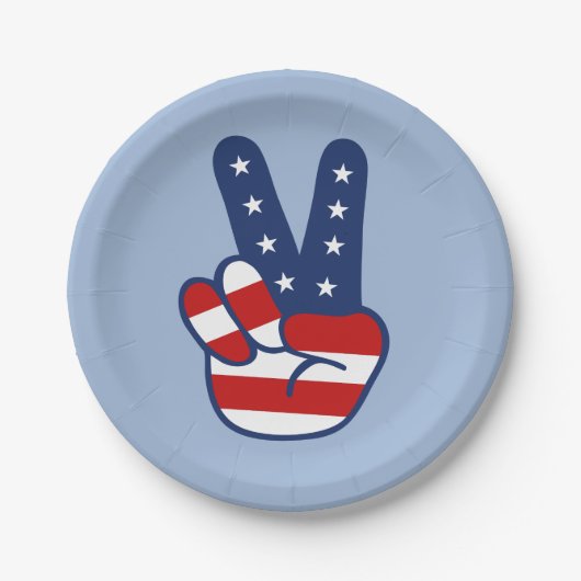 4. Juli Patriotic Peace Sign Paper Plate Pappteller (Vorderseite)