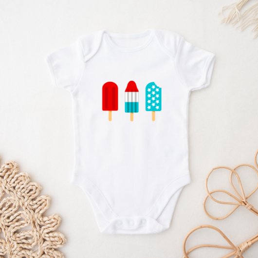 4. Juli Patriotic Popsicles Baby Bodysuit Baby Strampler