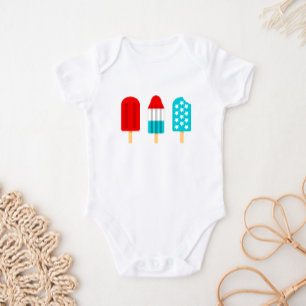 4. Juli Patriotic Popsicles Baby Bodysuit Strampler