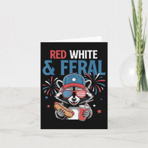4. Juli Patriotic Raccoon Funny Zitat Red Whit Karte