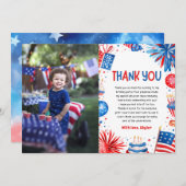 4. Juli Patriotic Red White Blue Geburtstag Dankeskarte (Vorne/Hinten)