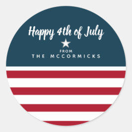 4. Juli Patriotic Red White Blue Personalisiert Runder Aufkleber