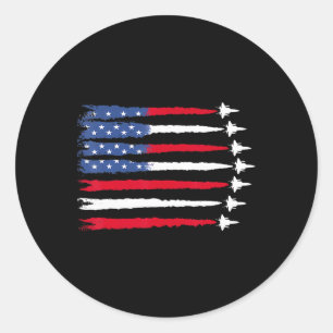 4. Juli Patriotic Red White Blue Usa Flag Figh Runder Aufkleber
