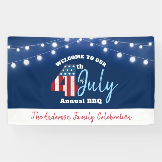 4. Juli Patriotic Red White Blue USA Flag Lights Banner (Horizontal)