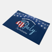 4. Juli Patriotic Red White Blue USA Flag Lights Fußmatte (Schrägansicht)