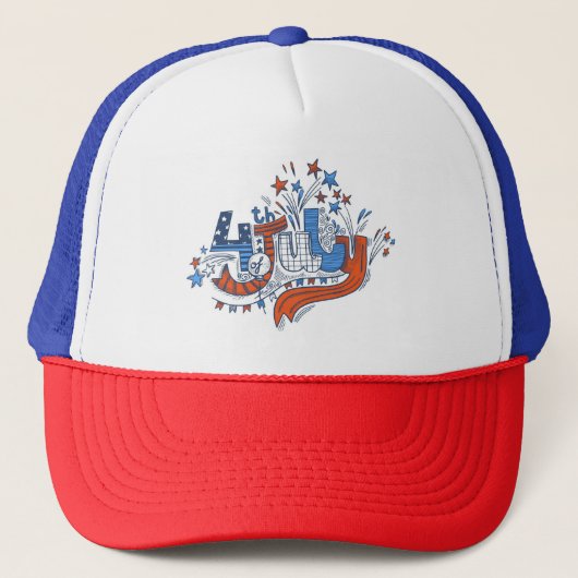 4. Juli Patriotic Trucker Hat Truckerkappe (Vorderseite)