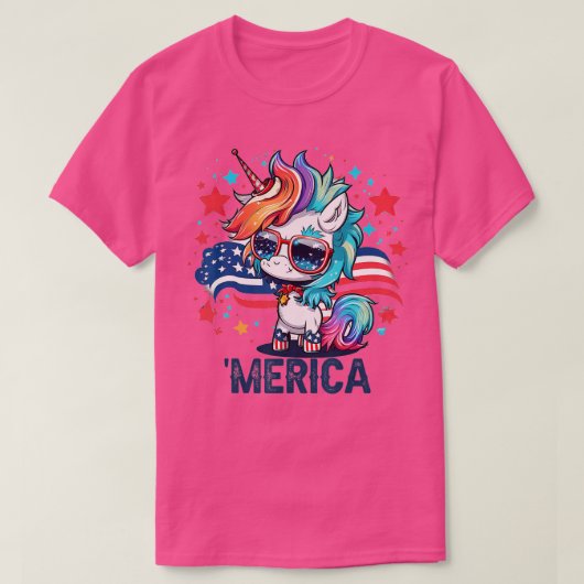 4. Juli Patriotic Unicorn Merica T-Shirt (Design vorne)