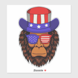 4. Juli Patriotic USA Hat Wearing Bigfoot Aufkleber