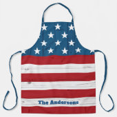 4. Juli Patriotic USA Rustic Wood American Flag Schürze (Vorderseite)