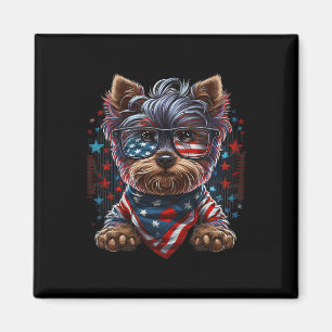 4. Juli Patriotic Yorkie Dog Us Flag Magnet