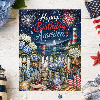 4. Juli Patriotisch Alles Gute zum Geburtstag Amer Postkarte
