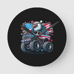 4. Juli Patriotische amerikanische Flagge Adler US Runde Wanduhr