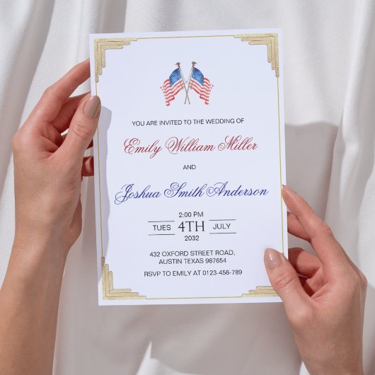 4. Juli Patriotische Amerikanische Hochzeit Einladung