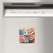 4. Juli patriotische Cartoon Kitty Magnet (In Situ (Geschirrspüler))
