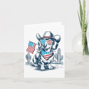 4. Juli Patriotische Dackel Cowboy Dog Usa Fla Karte