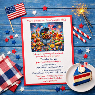 4. Juli Patriotische Feiertage GRILLEN Einladung