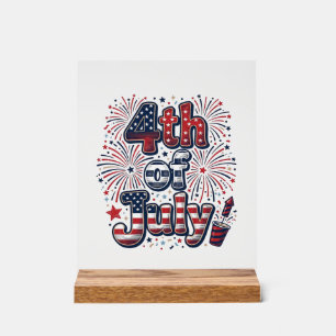 4. Juli Patriotische Feuerwerk Vintage-Shirt Desi Acrylschild