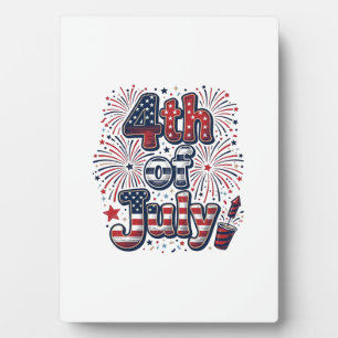 4. Juli Patriotische Feuerwerk Vintage-Shirt Desi Fotoplatte