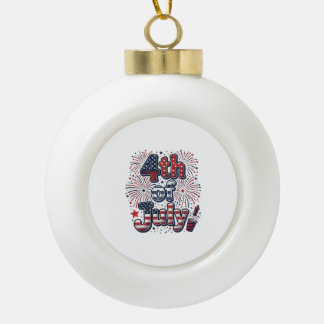 4. Juli Patriotische Feuerwerk Vintage-Shirt Desi Keramik Kugel-Ornament