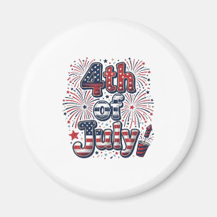 4. Juli Patriotische Feuerwerk Vintage-Shirt Desi Magnet