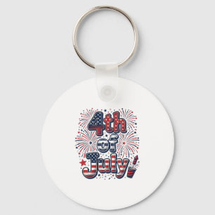 4. Juli Patriotische Feuerwerk Vintage-Shirt Desi Schlüsselanhänger