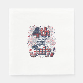 4. Juli Patriotische Feuerwerk Vintage-Shirt Desi Serviette